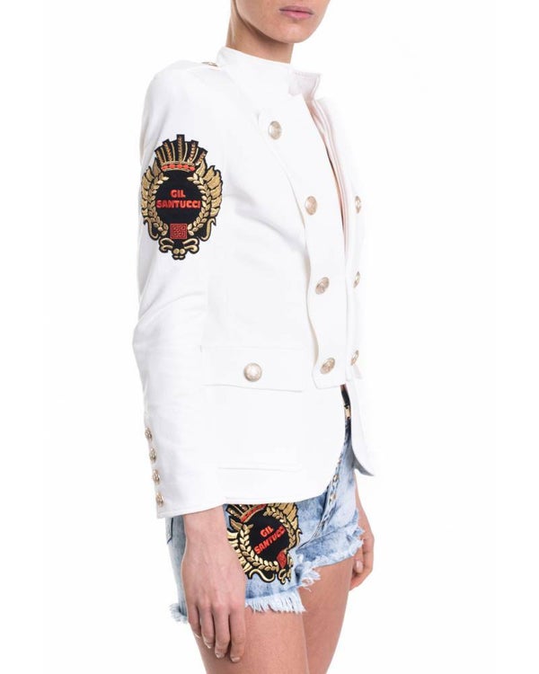 MILITARY STYLE JACKET WITH DECORATIVE PRESS BUTTONS