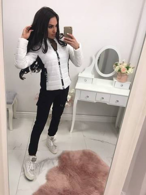 Modieuze Jas Wit met zwart