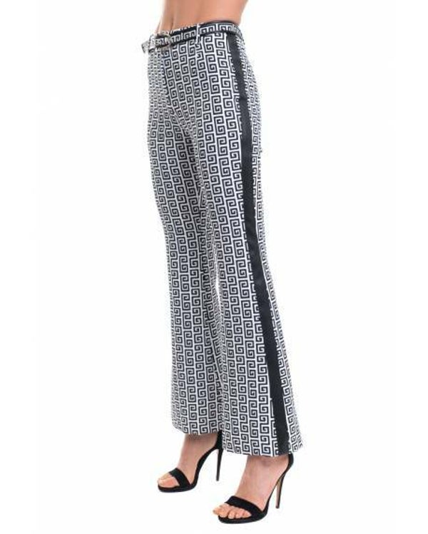 PRINTED TROUSERS WITH CONTRASTING SIDE BANDS