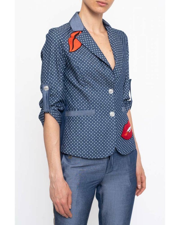 CHAMBRAY JACKET WITH APPLICATIONS