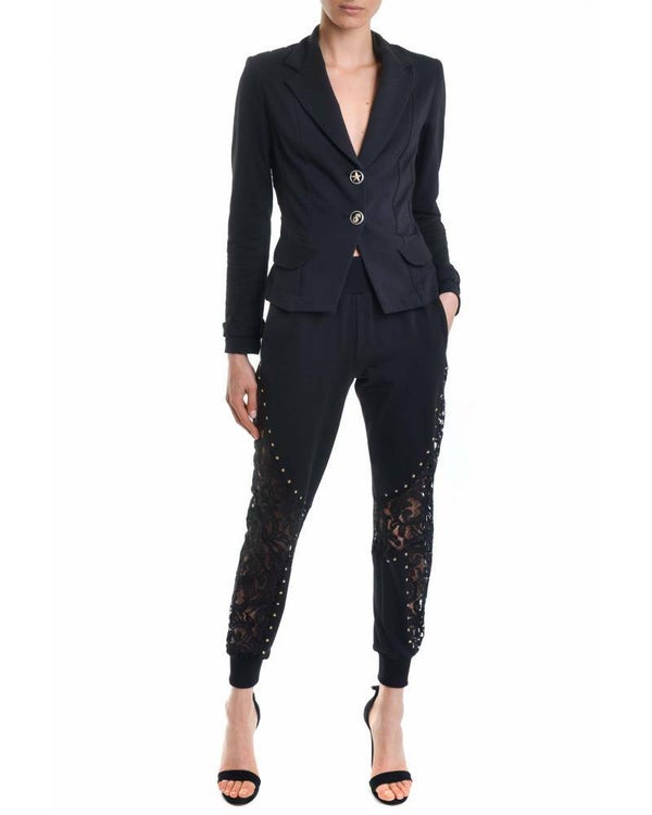 JACKET WITH LACE INSERTS ON THE BACK AND JEWEL BUTTONS