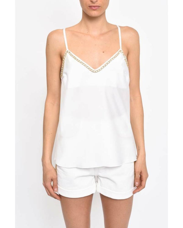 SATIN TOP WITH CHAINS