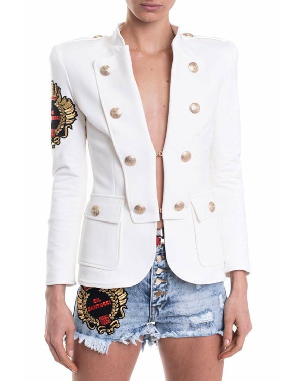 MILITARY STYLE JACKET WITH DECORATIVE PRESS BUTTONS