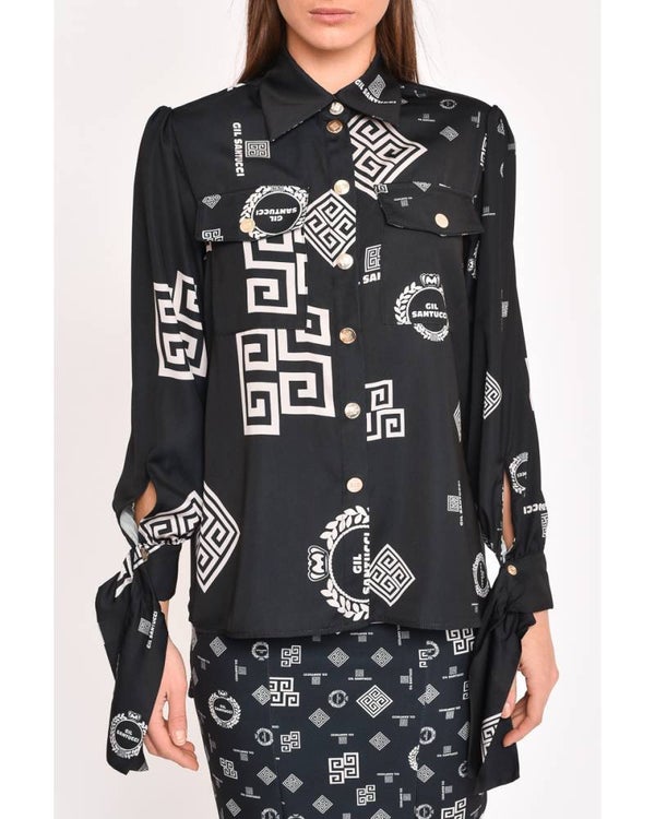 NEW!!!PRINTED SATIN SHIRT