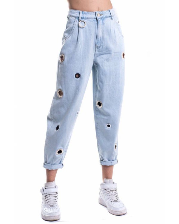 MARBLED EFFECT JEANS WITH MULTICOLOR SAILS