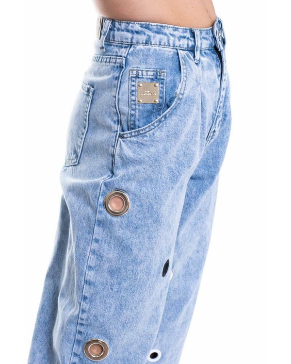 MARBLED EFFECT JEANS WITH MULTICOLOR SAILS