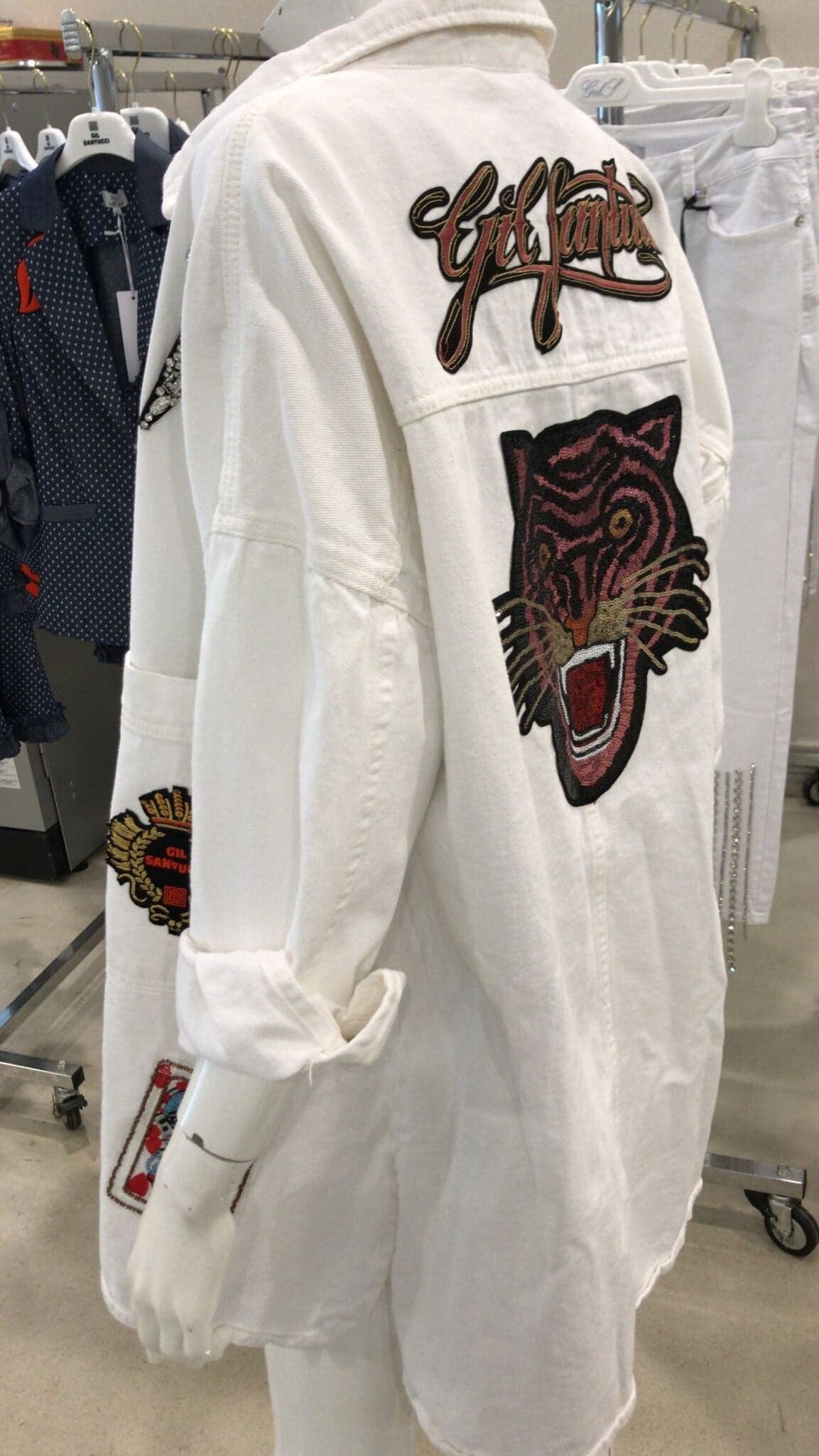 DENIM TRENCH WITH EMBROIDERY AND APPLICATIONS