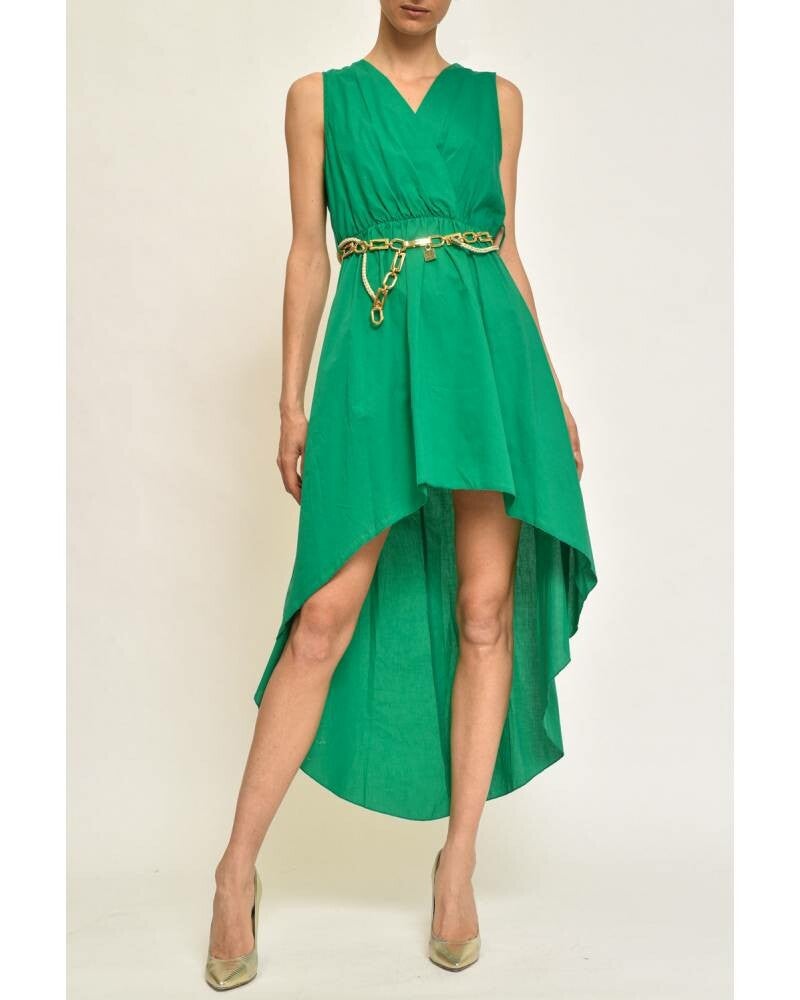 DRESS WITH DECORATED BELT