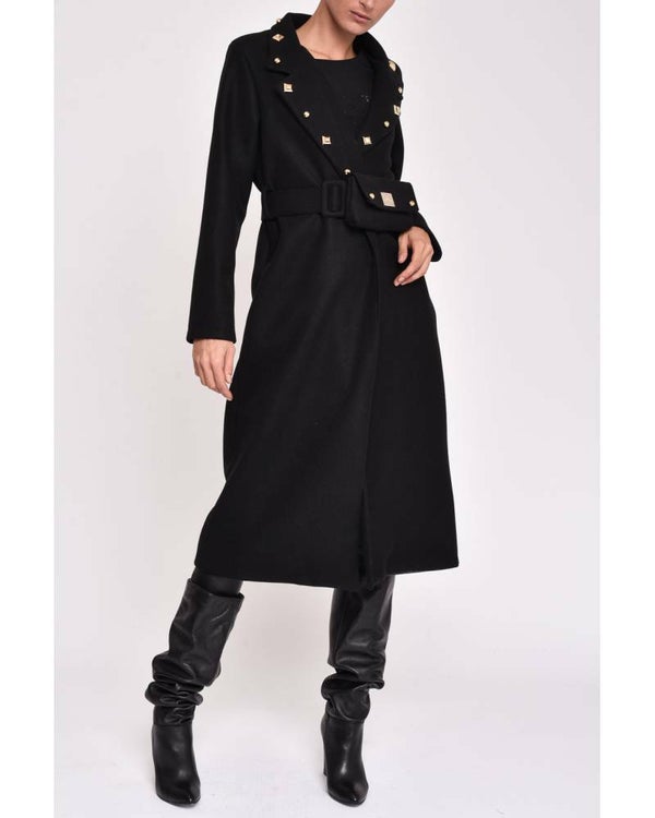 COAT WITH TONE-ON-TONE POUCH