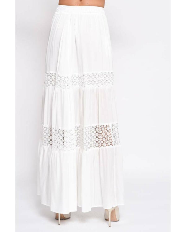 LONG SKIRT WITH LACE INSERTS