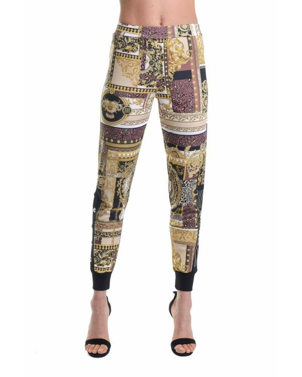 PATTERNED TROUSERS WITH SIDE CONTRAST BANDS