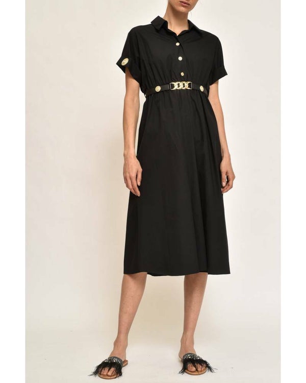 DRESS WITH DECORATED BELT