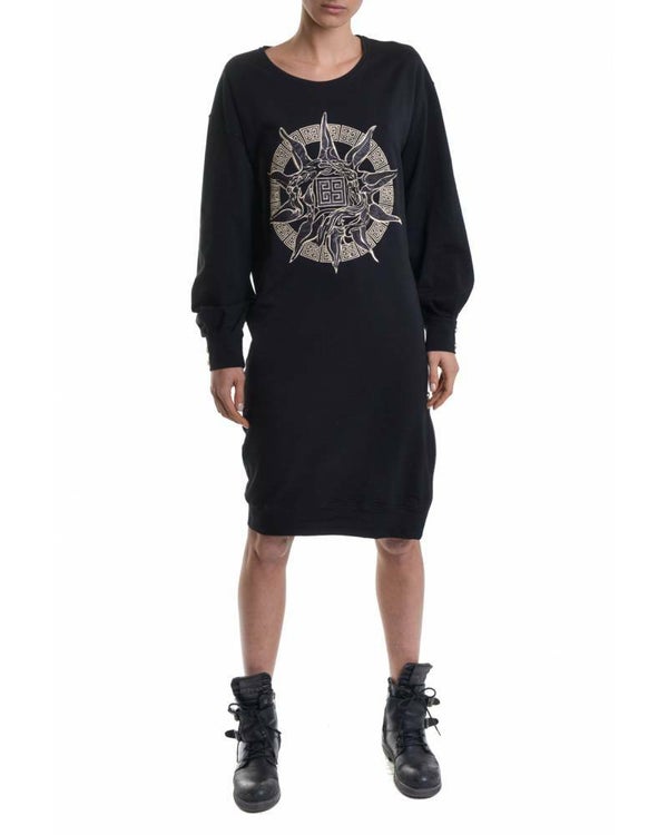 DRESS WITH EMBROIDERED LOGO AND DIVISIBLE ZIPPER ON THE SIDES