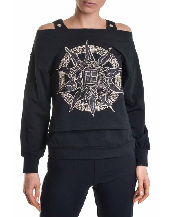 CROPPED SWEATSHIRT WITH EMBROIDERED LOGO AND INNER TANK TOP