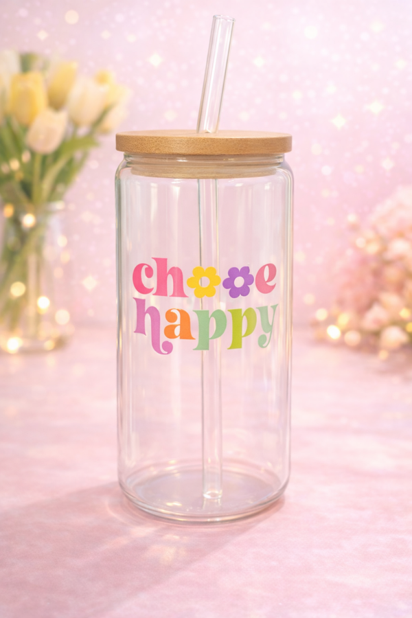 Choose Happy Glass Tumbler 16oz