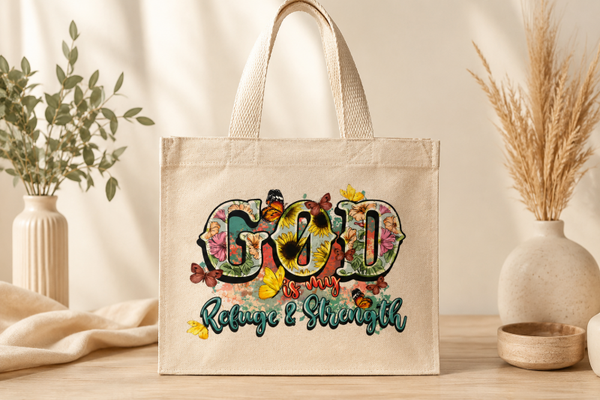 God Is My Refuge Small Canvas Tote