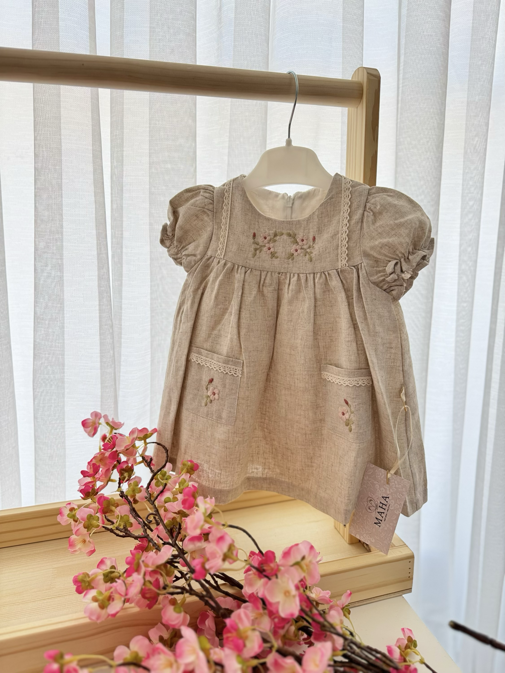 Linnen jurk - 6/9/12/18/24 maanden