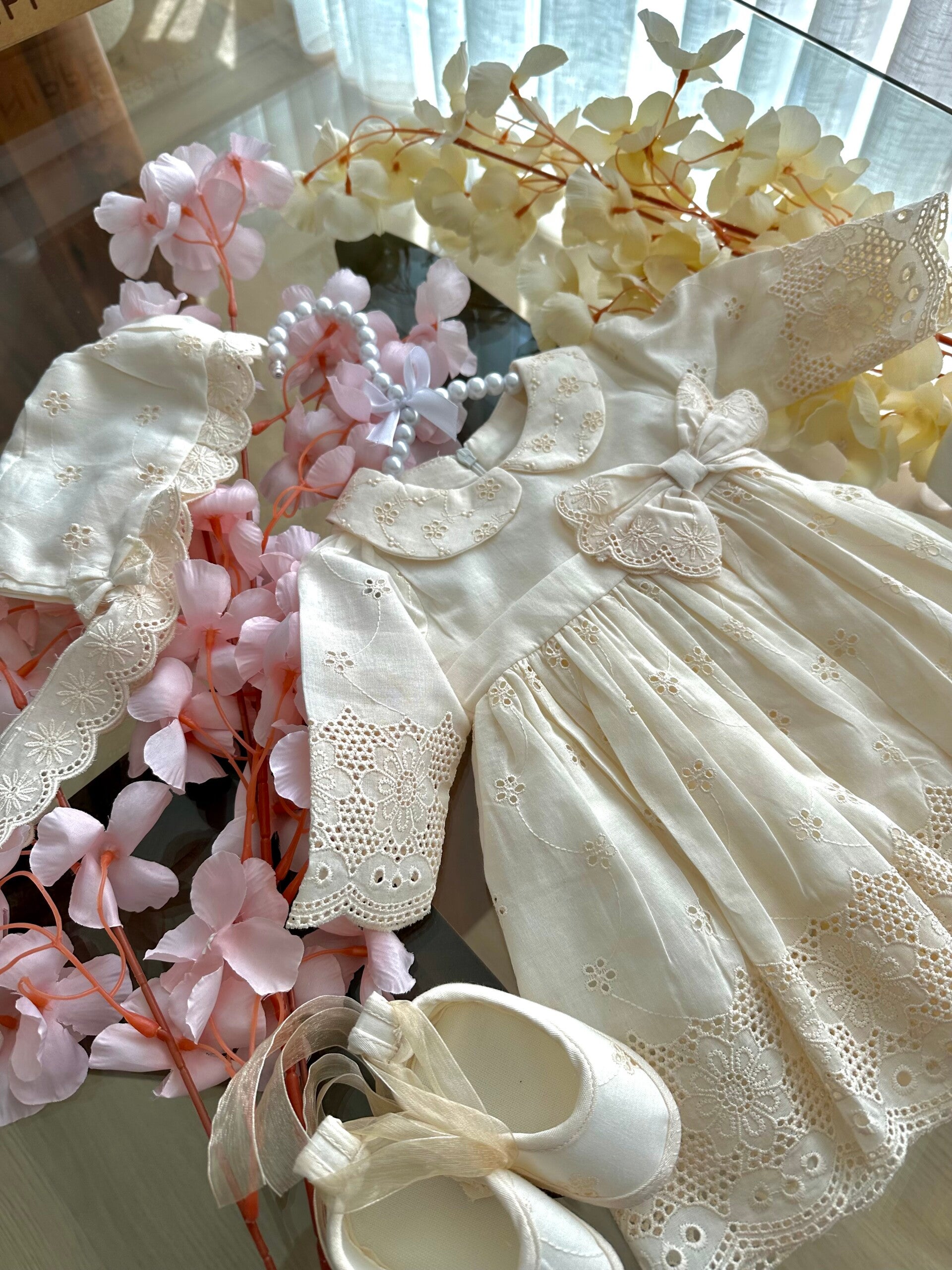 Manolya jurk met ballerina’s - creme - maat 0-3/3-6