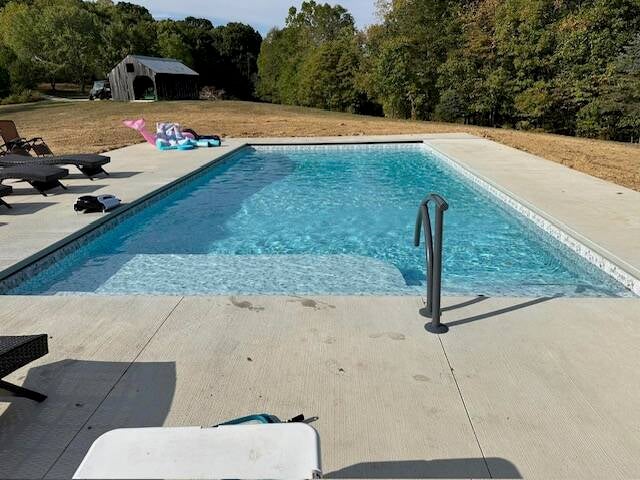 The completed pool from the construction project shown in this collection.