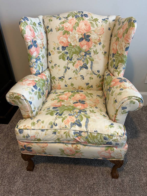 FLORAL WING BACK CHAIRS