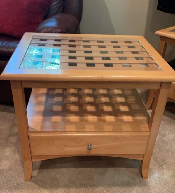 OAK COLORED SIDE TABLES - SET OF TWO