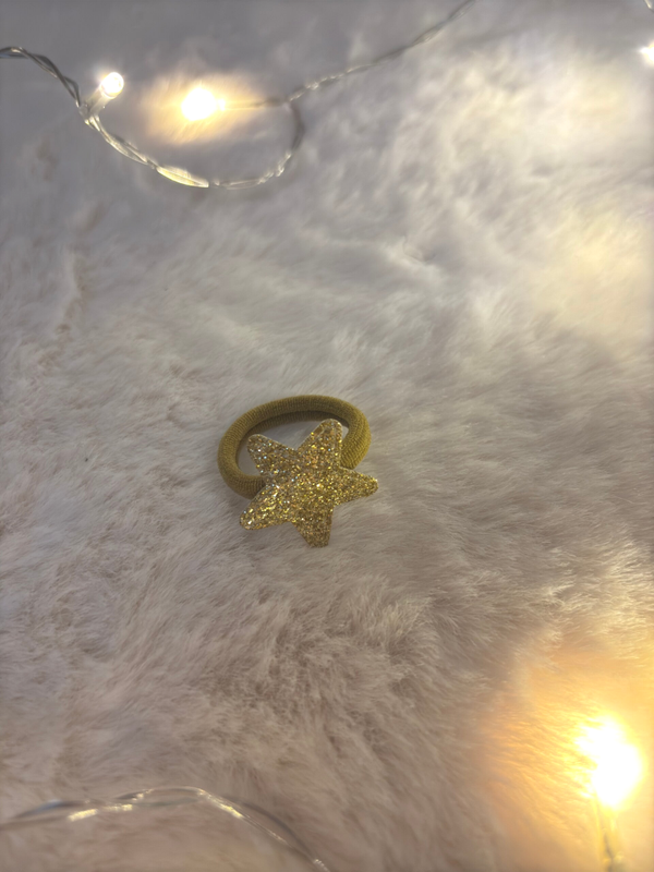 Haarelastiekje Star - goud glitter
