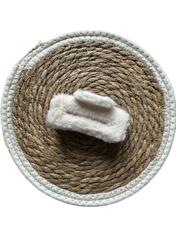 Fluffy haarklem - rechthoek wit