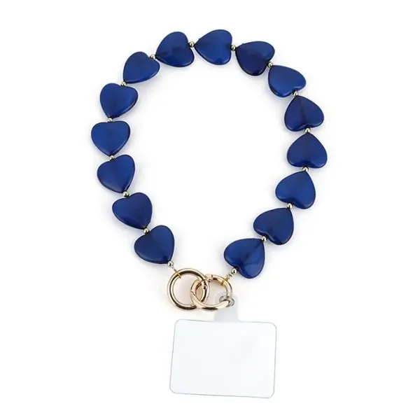 Telefoonkoord hartjes - cobalt