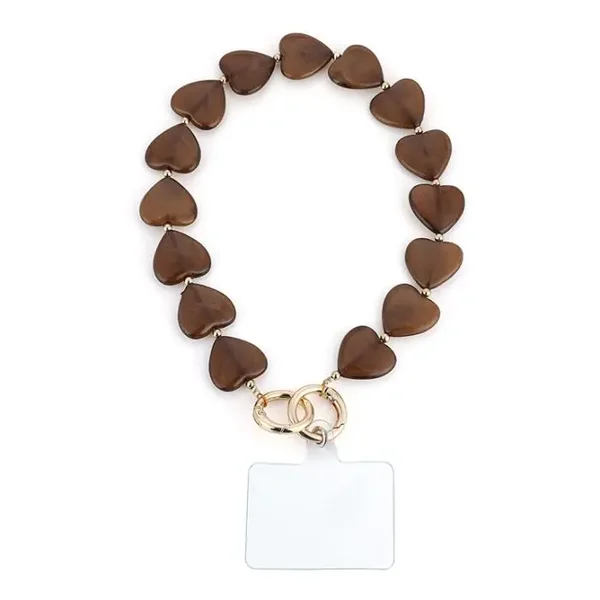 Telefoonkoord hartjes - tiger (lichtbruin)