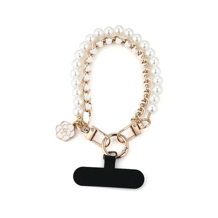 Telefoonkoord parels - wit