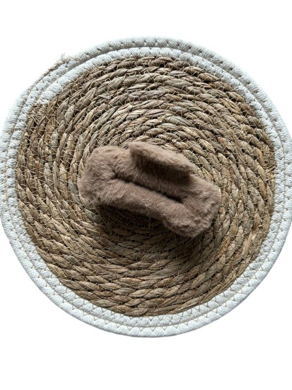 Fluffy haarklem - rechthoek bruin