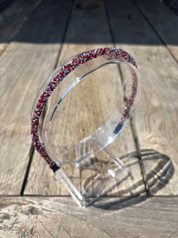 Haardiadeem glitter - rood/zilver