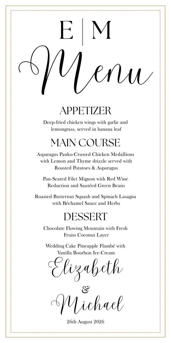 Classic menu/Thank you Card