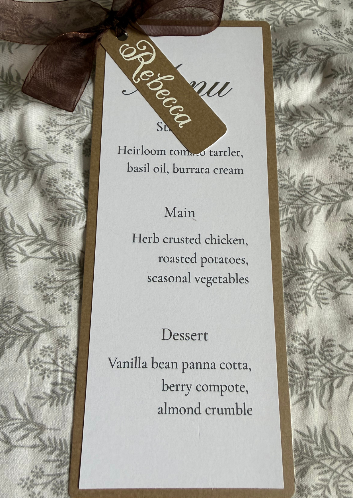 Menu/Place Setting with Ribbon