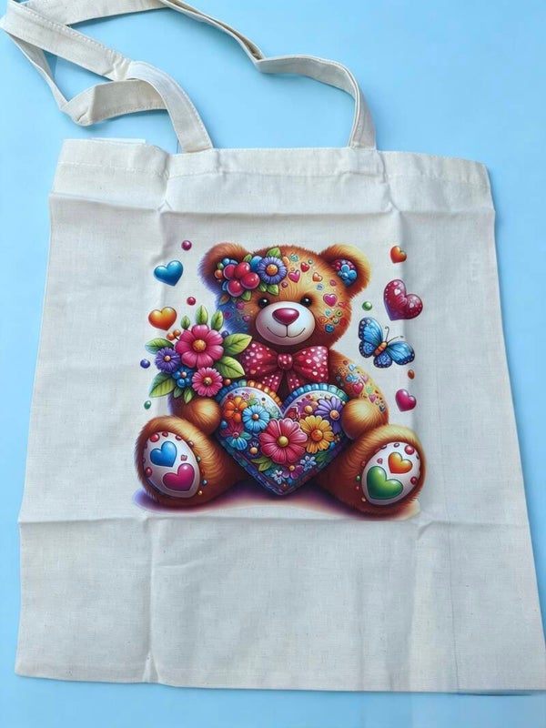 Bear cotton tote bag