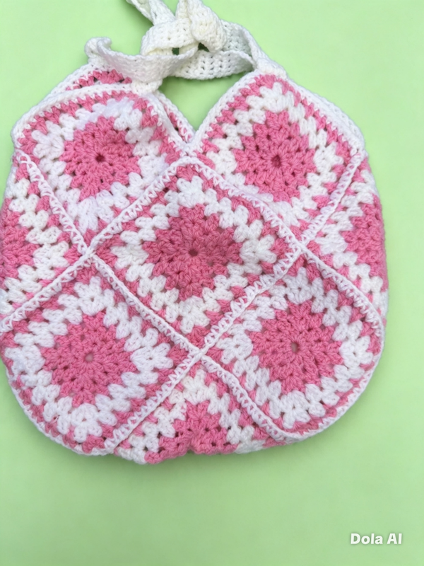 Bag  - Hand Crocheted  pink and white