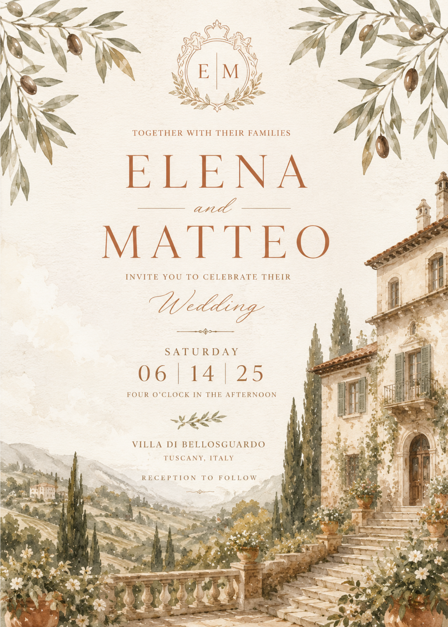 Tuscan wedding invitation