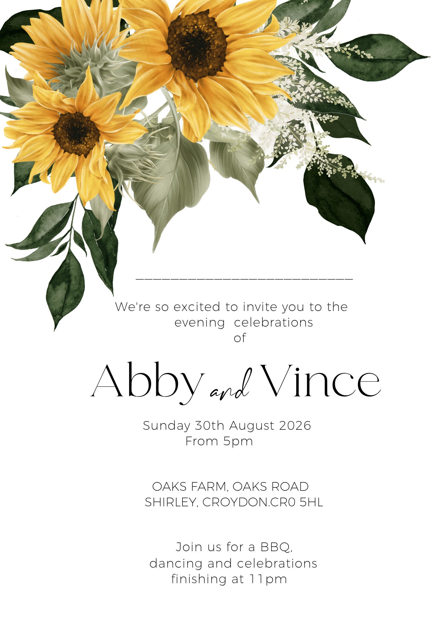 Sunflowers Invitation