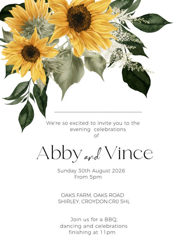 Sunflowers Invitation