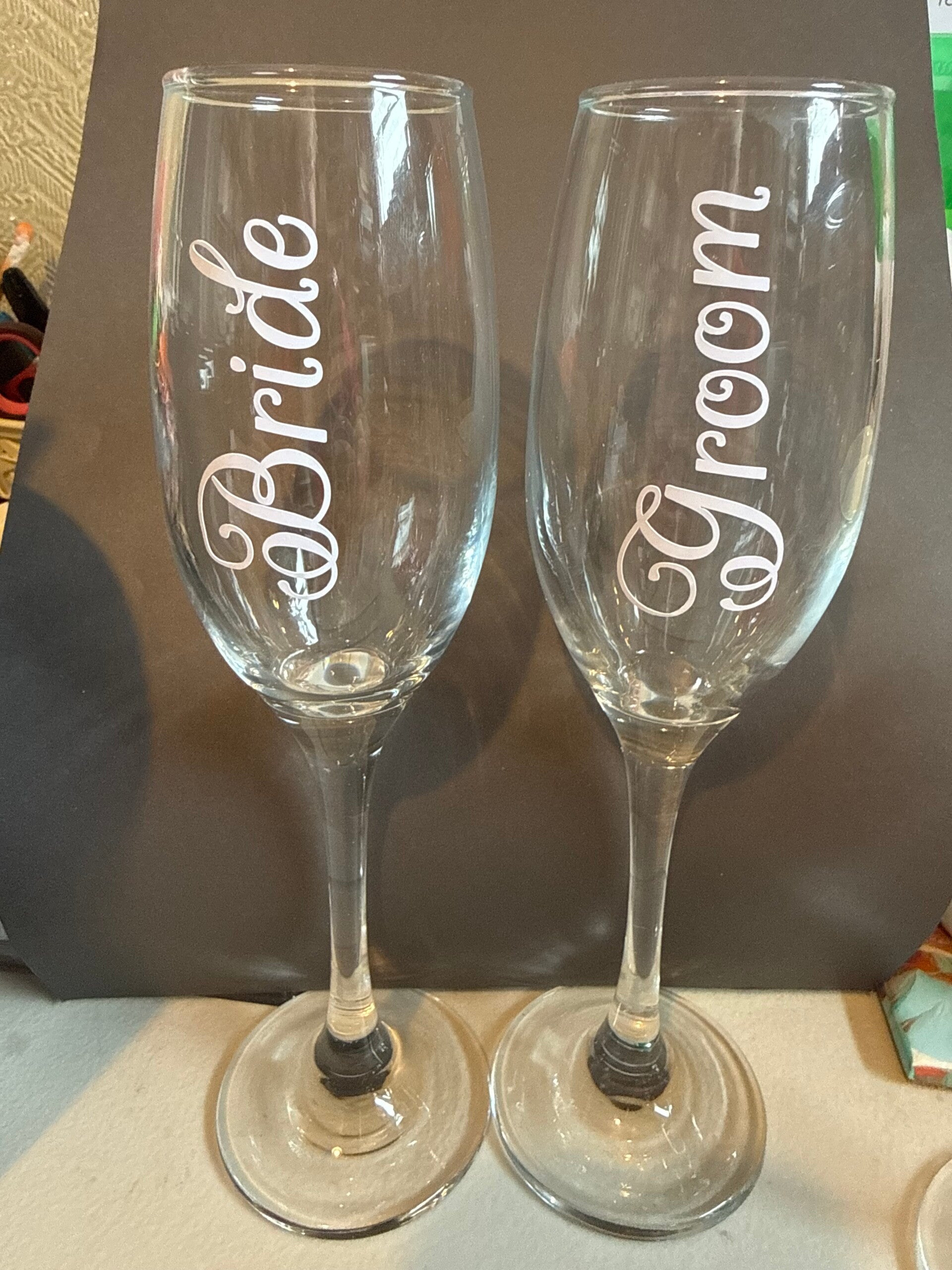 Bride and Groom Champagne Glasses