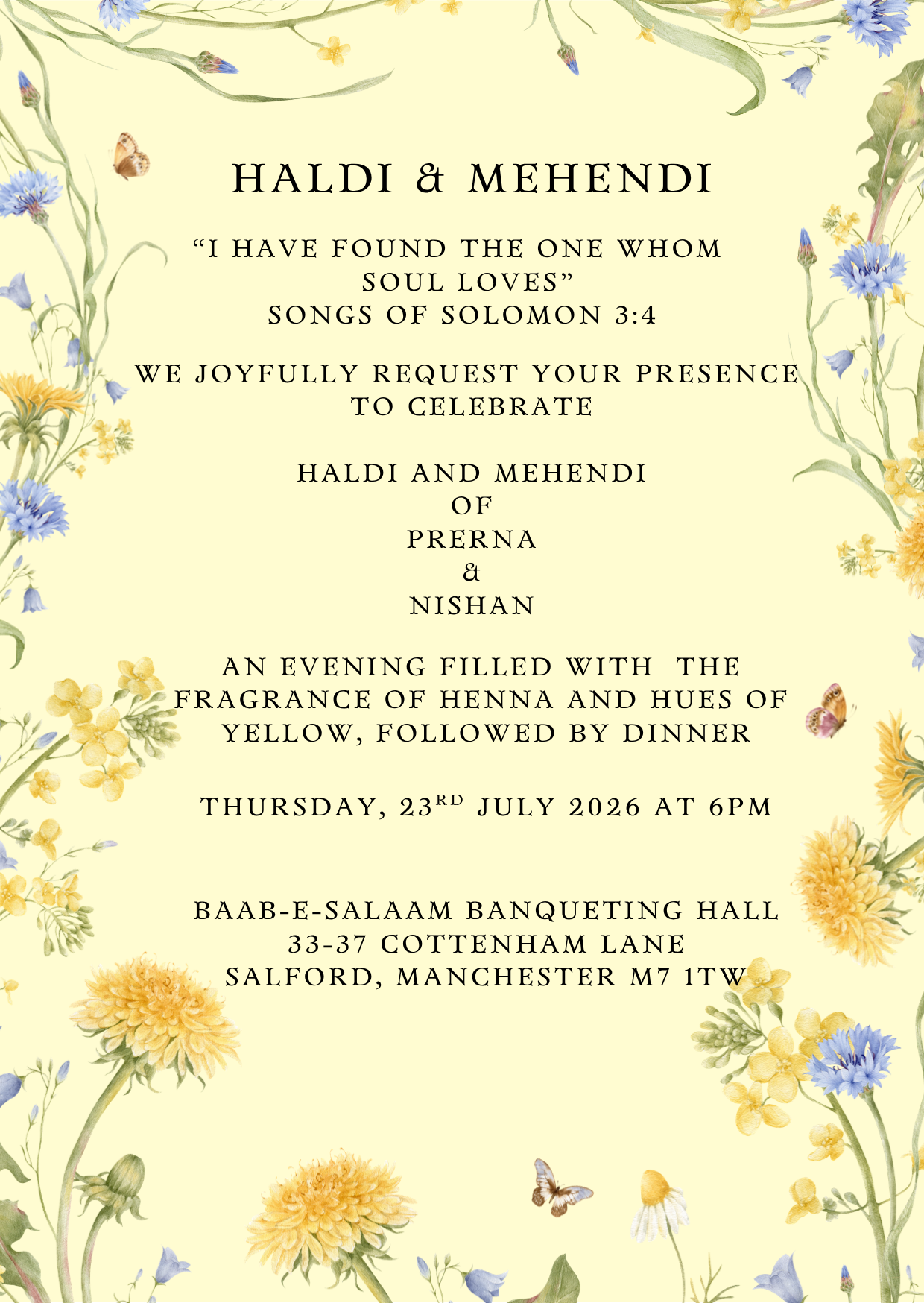 Primrose - Haldi and Mehendi Invitation