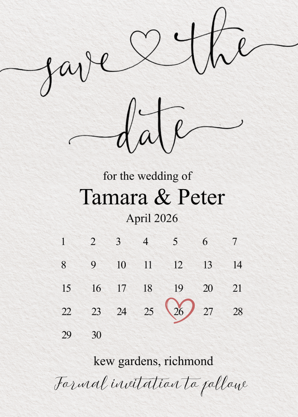 Save the Date Card - Calendar