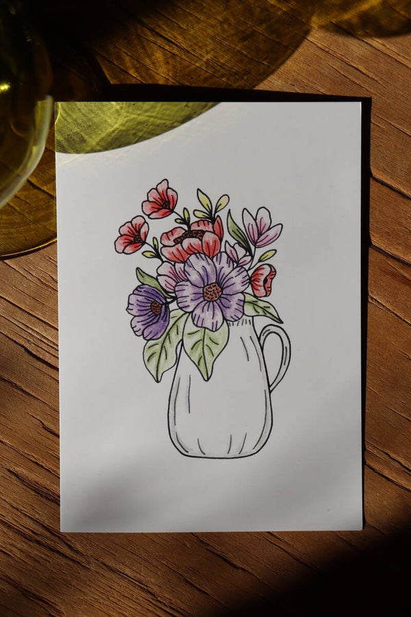 Wenskaart 'bloemenvaas'