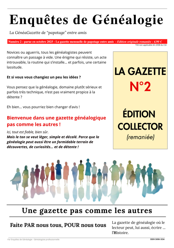 GAZETTE Enquêtes de Généalogie N°2 - Édition collector remaniée