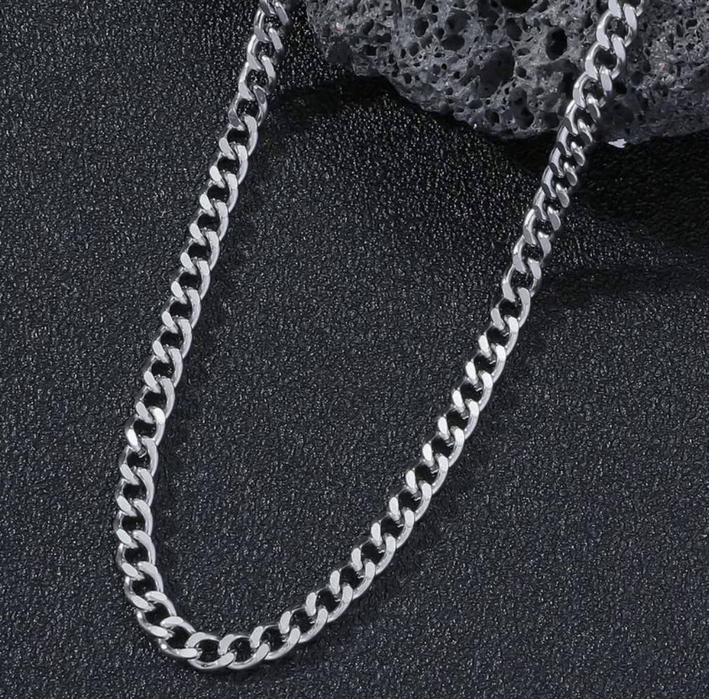 55cm Men's Stainless Steel Silver Necklace