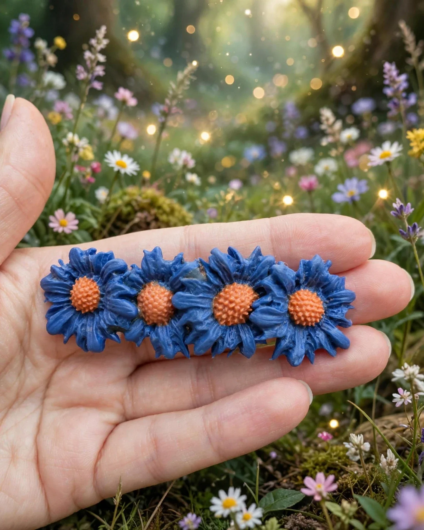Accesorio pelo flor azul