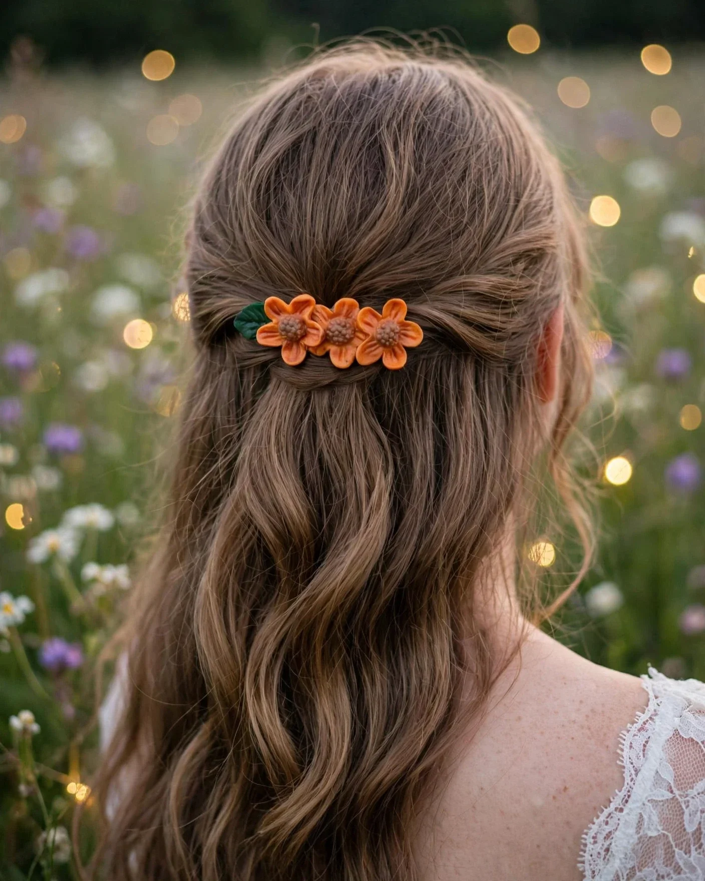 Accesorio pelo flor naranja