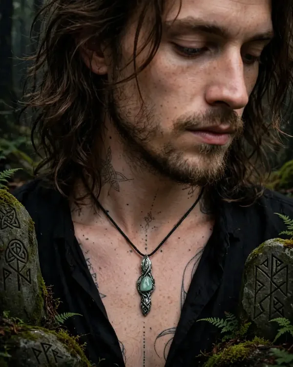 Colgante amuleto celta aventurina verde