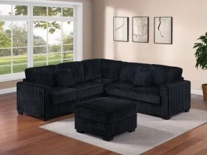 The Sierra Grand Black Sectional – 3 Piece