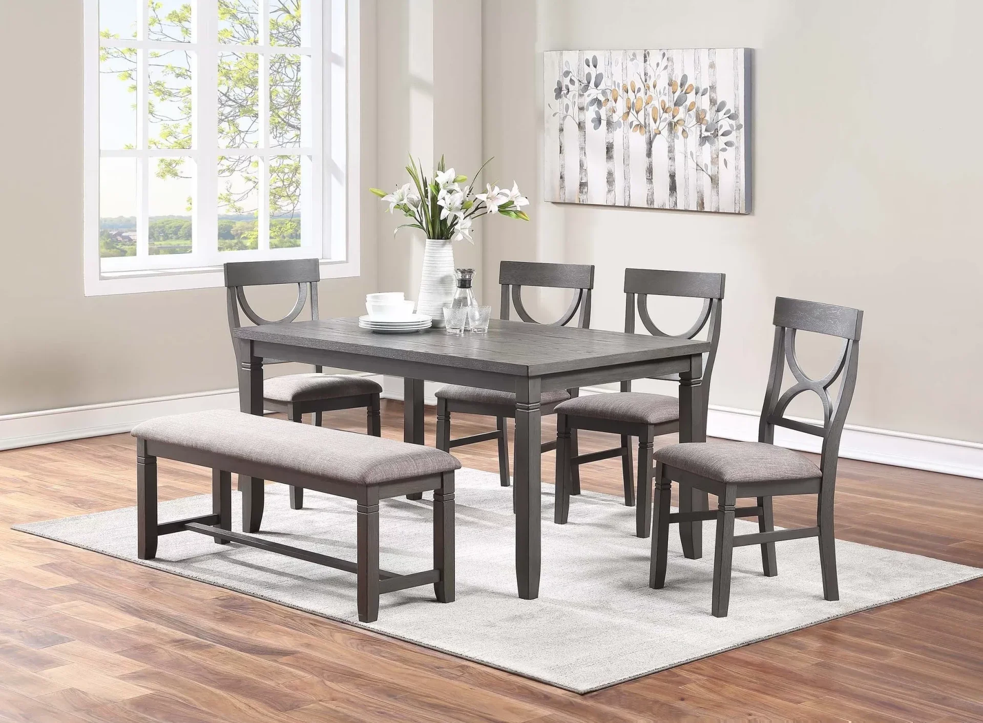 Gray Dining Set – 6 Piece